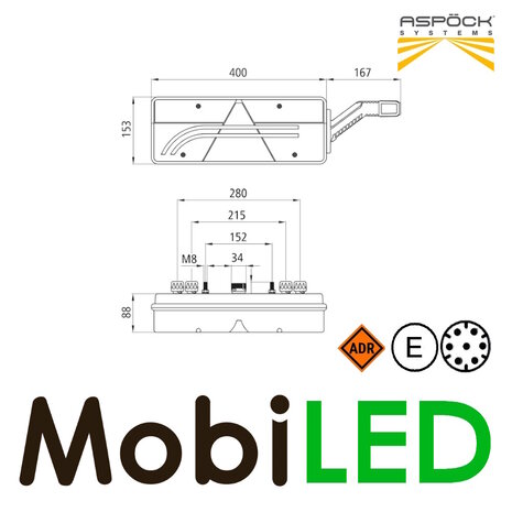 Aspöck Europoint III Achterlicht 6 functies reflector 24V Links E-keur