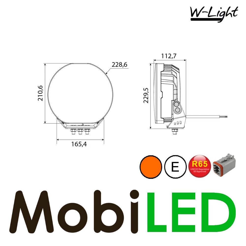 W-light W-light Fury 9" Feu de position, feux de route ambre/blanc et flash 160W