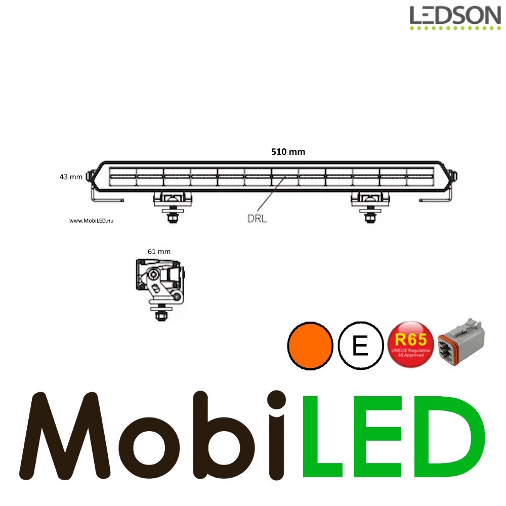 LEDSON Ledson Epix20+ LED bar with amber/red position light and flash 180W E-mark