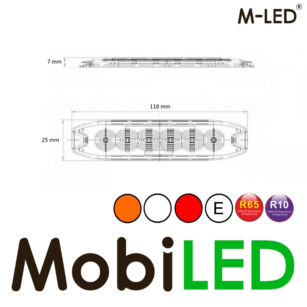 M-LED M-LED Flash tricolore ambre / blanc / rouge E-marque M-LED M-LED Flash tricolore ambre / blanc / rouge E-marque