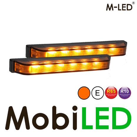M-LED M-LED 2 Ultra narrow flashers amber smoke look 6 LEDs E-mark with junction box