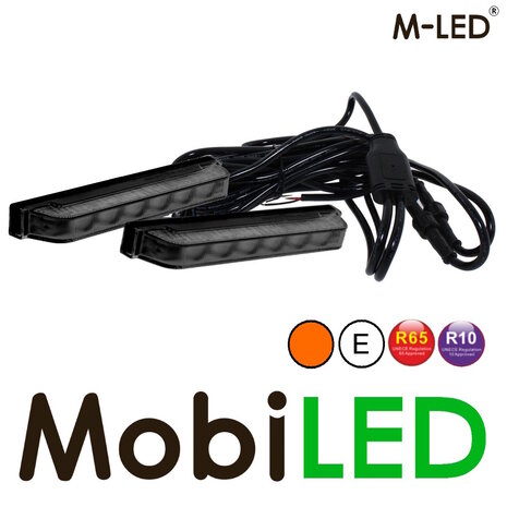 M-LED M-LED 2 Ultra smalle flitsers amber smoke look 6 leds E-keur met aansluitdoos