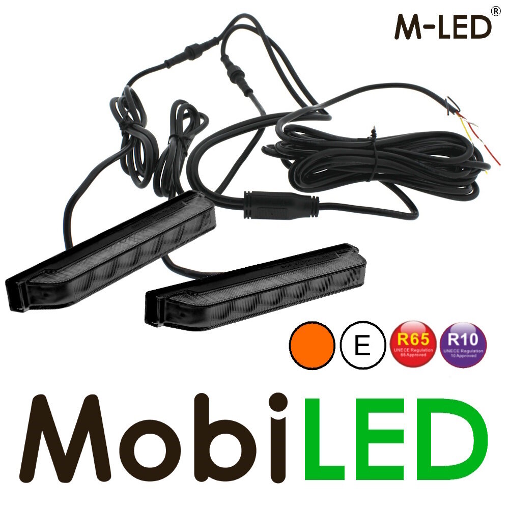 M-LED M-LED 2 Ultra narrow flashers amber smoke look 6 LEDs E-mark with junction box