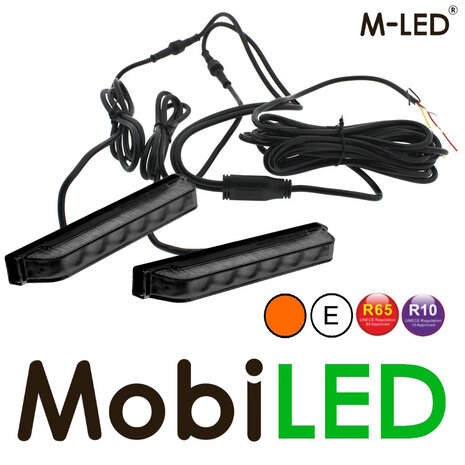 M-LED M-LED 2 Ultra narrow flashers amber smoke look 6 LEDs E-mark with junction box