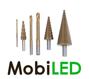 Set of straight and stepped drills, 6 pieces Set of straight and stepped drills, 6 pieces