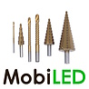 Set of straight and stepped drills, 6 pieces in handy box