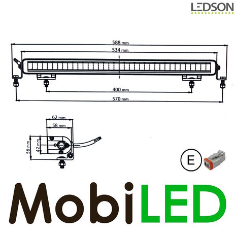 LEDSON Ledson Orbix21+ LED bar with amber/white position light 90W E-mark