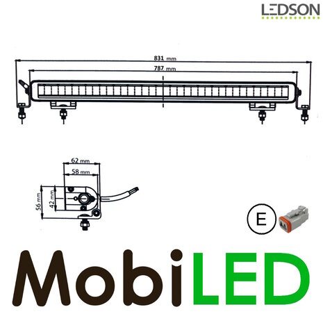 LEDSON Ledson Orbix31+ LED bar with amber/white position light 135W E-mark LEDSON Ledson Orbix31+ LED bar with amber/white position light 135W E-mark