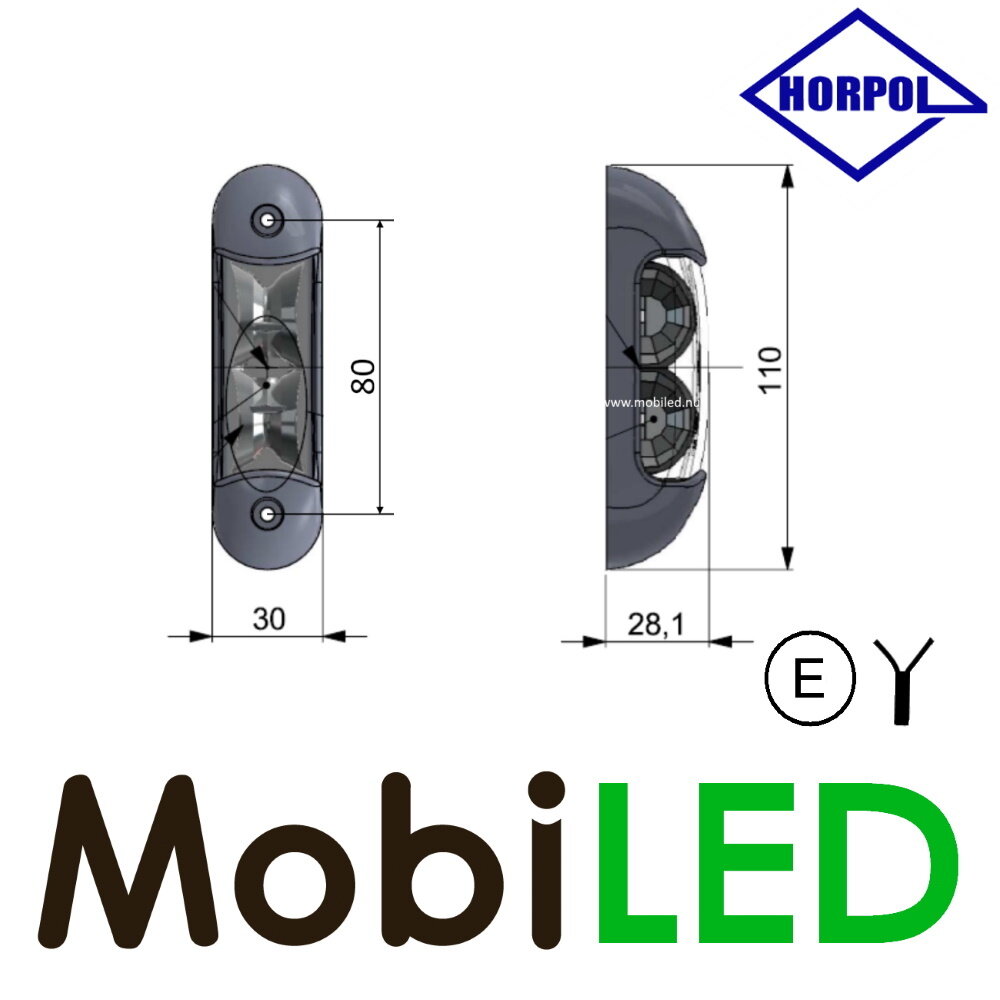 HORPOL Marquage latéral éclairage de contour blanc/rouge montage en surface 12-24 volts HORPOL Marquage latéral éclairage de contour blanc/rouge montage en surface 12-24 volts