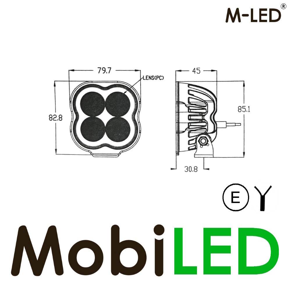 M-LED M-LED  work lamp 4 LEDs 20W E-mark