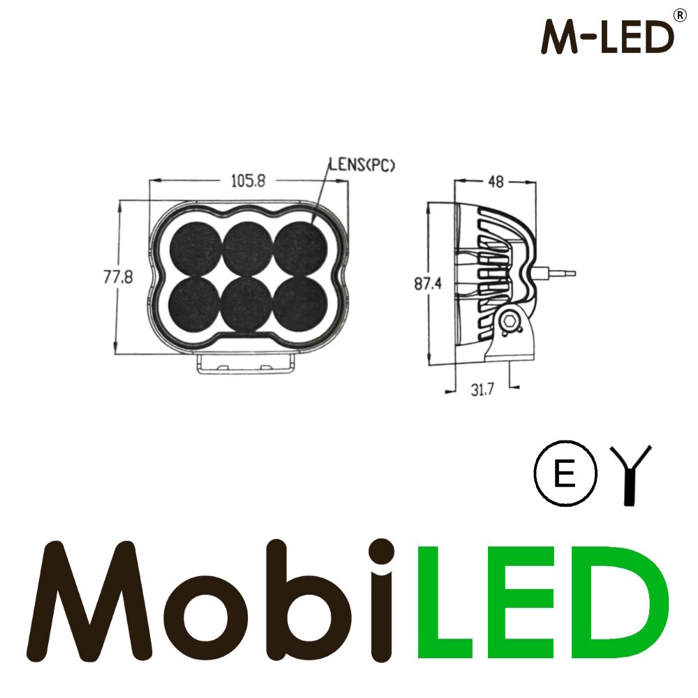M-LED M-LED Lampe de travail 6 LED 30W E-marque