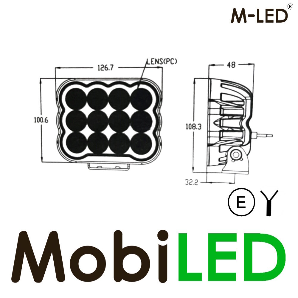 M-LED M-LED worklight 12 LEDs 60W E-mark M-LED M-LED worklight 12 LEDs 60W E-mark