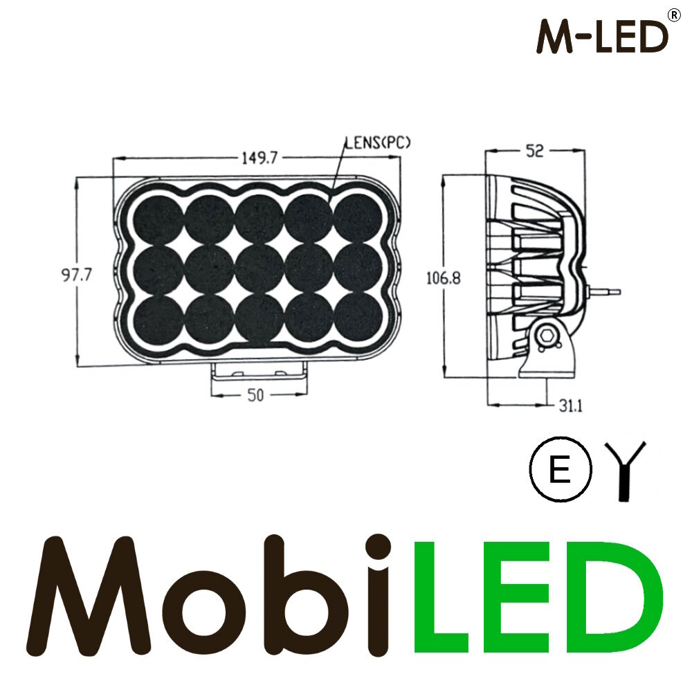 M-LED M-LED worklight 15 LEDs 75W E-mark M-LED M-LED worklight 15 LEDs 75W E-mark