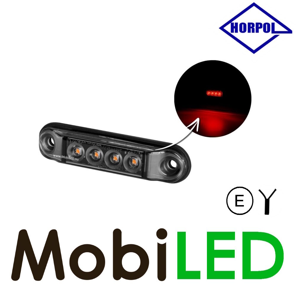 HORPOL Slim line marking 4 LEDs Graphite red E-mark 12-24 volts