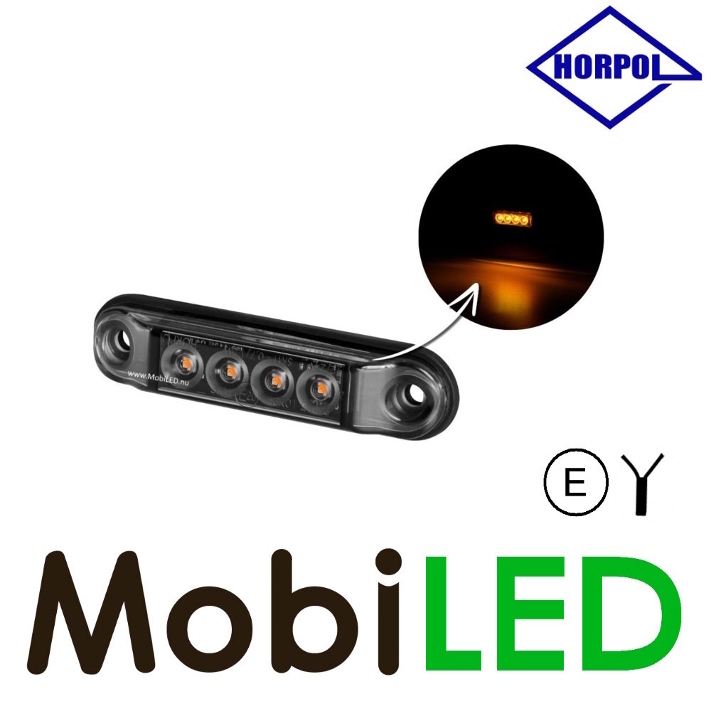 HORPOL Marquage Ligne slim 4 LED ambre graphite 12-24 volts E-marque HORPOL Marquage Ligne slim 4 LED ambre graphite 12-24 volts E-marque
