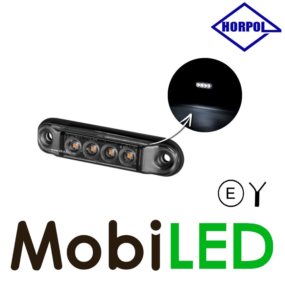 HORPOL Horpol Markering slim line 4 leds wit graphite E-mark 12-24 volt