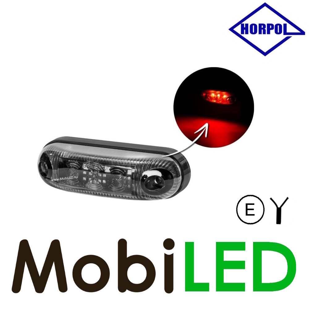 HORPOL Contour lighting Graphite red surface mounting 12-24 volt E-mark