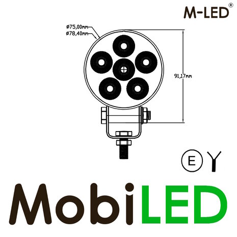 M-LED M-LED Work lamp 20W round E-mark M-LED M-LED Work lamp 20W round E-mark