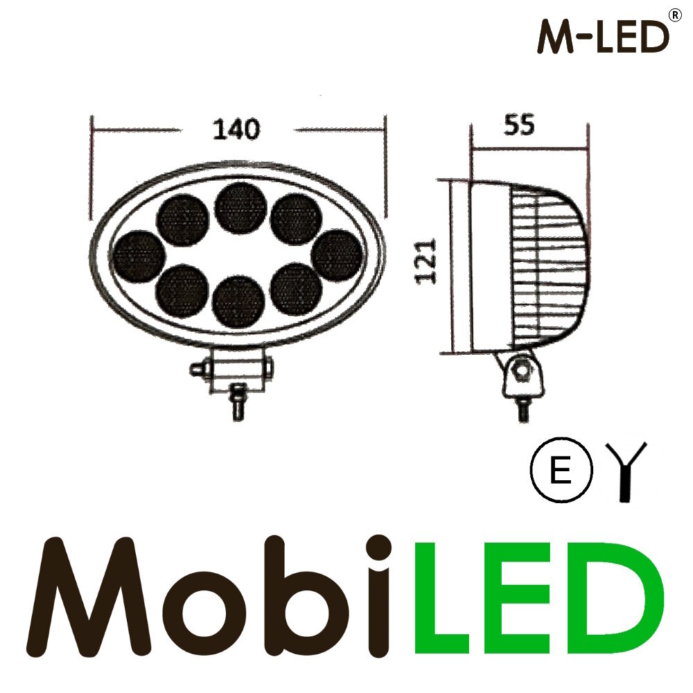 M-LED M-LED 32 LED work lamp oval dark look E=rmark