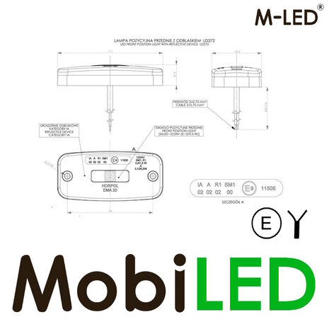 M-LED M-LED Marker light with reflector Red 12-24 volts E-mark