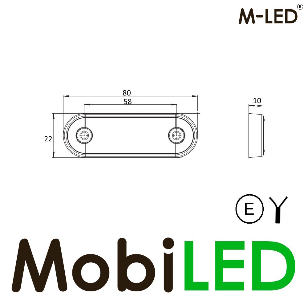 M-LED M-LED Feu de position latéral Classic 2 LED Rouge E-mark