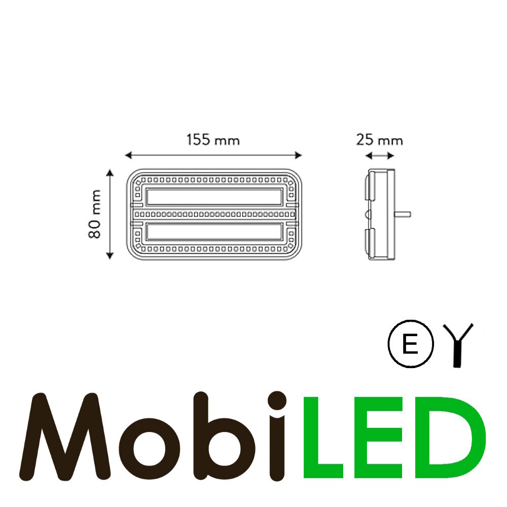 Rear light with 3 functions 12-24V E-mark