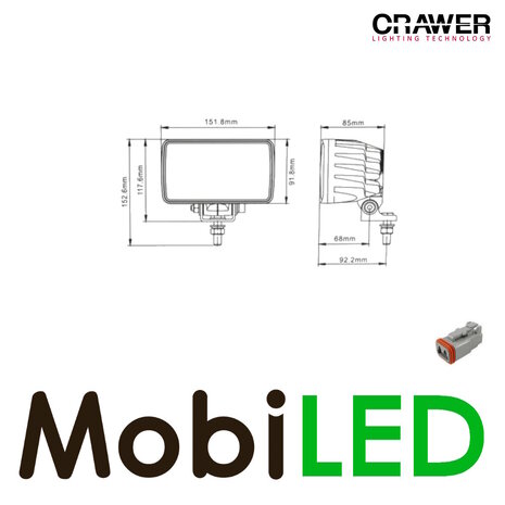 Crawer Lampe de travail 50W rectangulaire 60 degrés E-marque