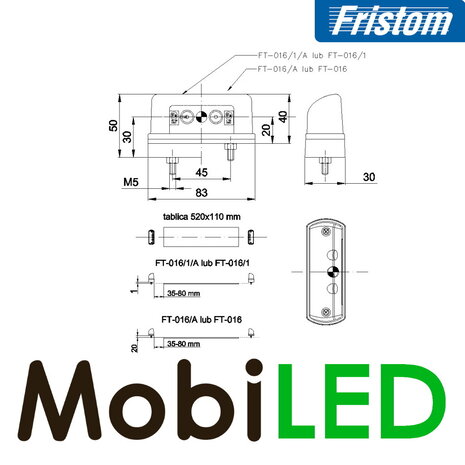 Fristom Multifunctional license plate lighting large E-mark 12-24 volts Fristom Multifunctional license plate lighting large E-mark 12-24 volts