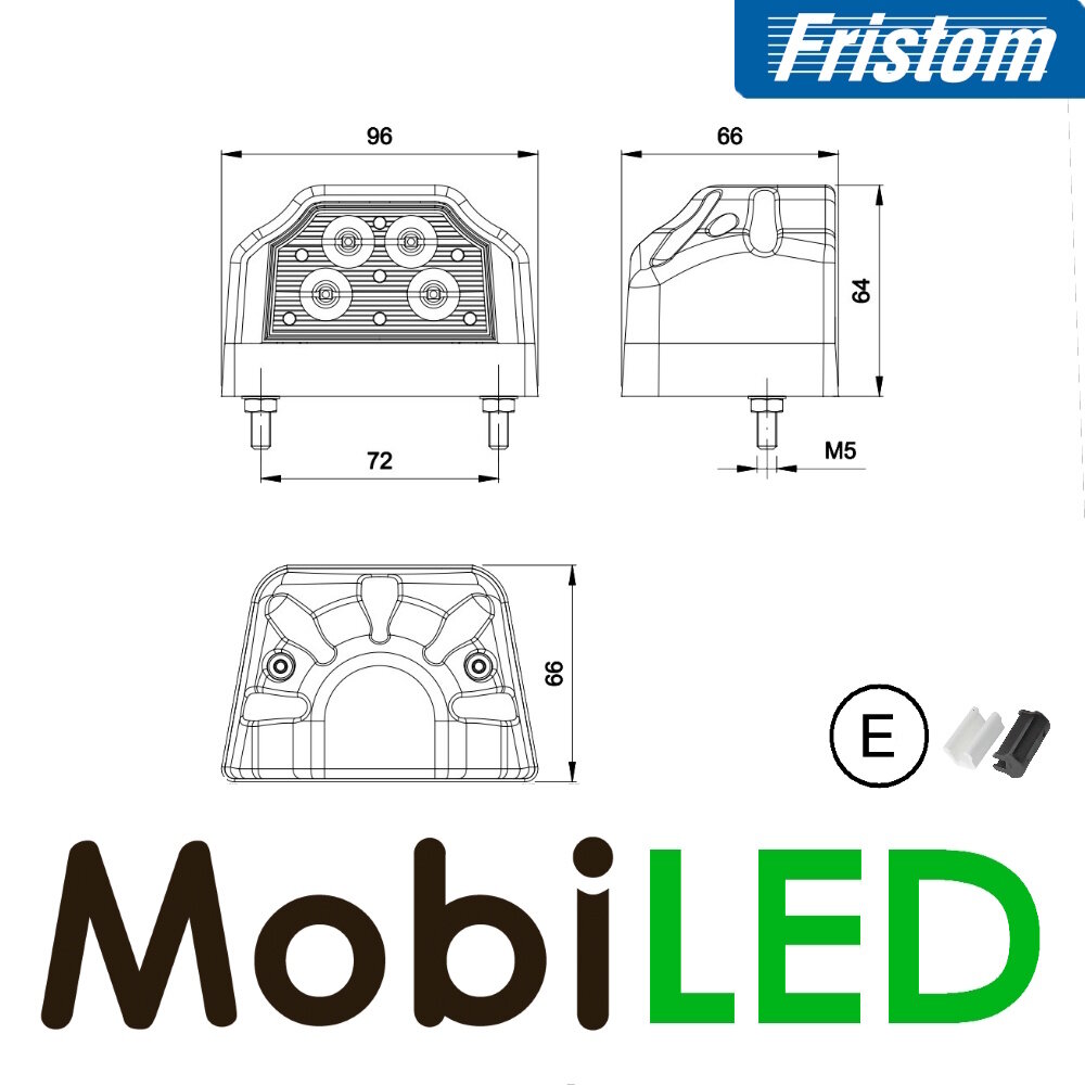 Fristom Fristom Éclairage de plaque d’immatriculation Noir E-marque QS150 Fristom Fristom Éclairage de plaque d’immatriculation Noir E-marque QS150