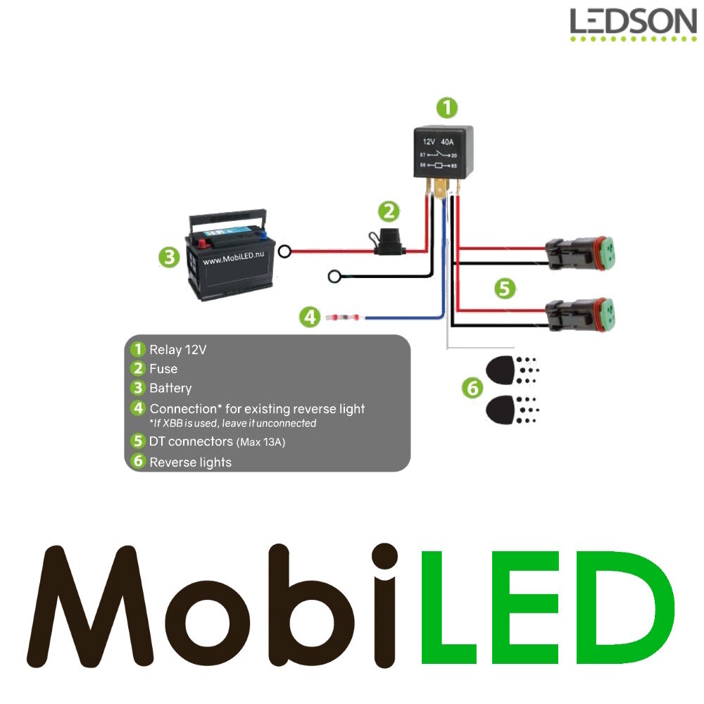 LEDSON Kit de câbles Ledson pour feux de recul 2 lampes 2 broches - connecteur DT - 12 V LEDSON Kit de câbles Ledson pour feux de recul 2 lampes 2 broches - connecteur DT - 12 V