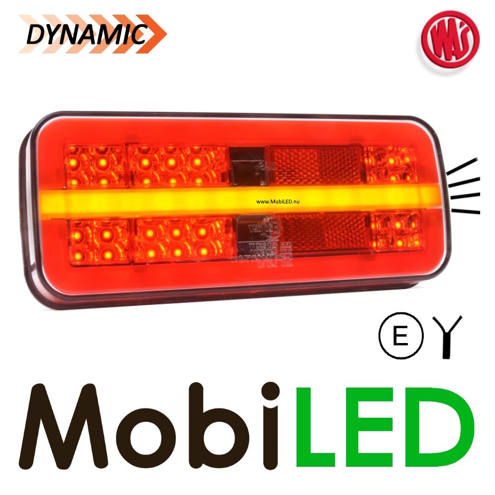 WAS WAS NEON look dynamic rear light E-mark 3 functions with number plate 12/24 volts