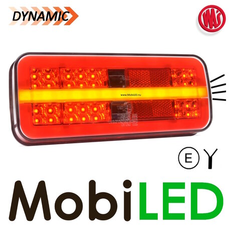 WAS WAS NEON look dynamic rear light E-mark 3 functions with number plate 12/24 volts