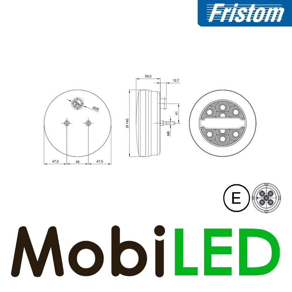 Fristom FT-113 Neon look Rond feu arrière 3 fonctions baïonnette E-marque