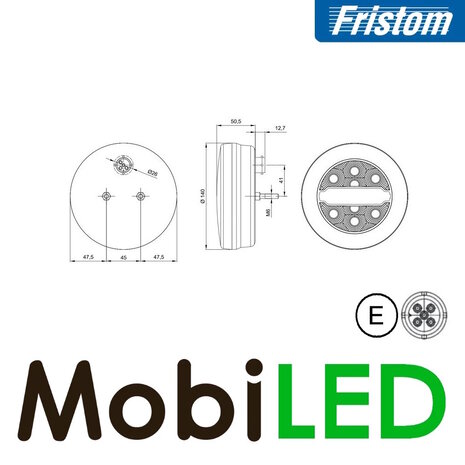 Fristom FT-113 Neon look round taillight 3 functions bayonet E-mark