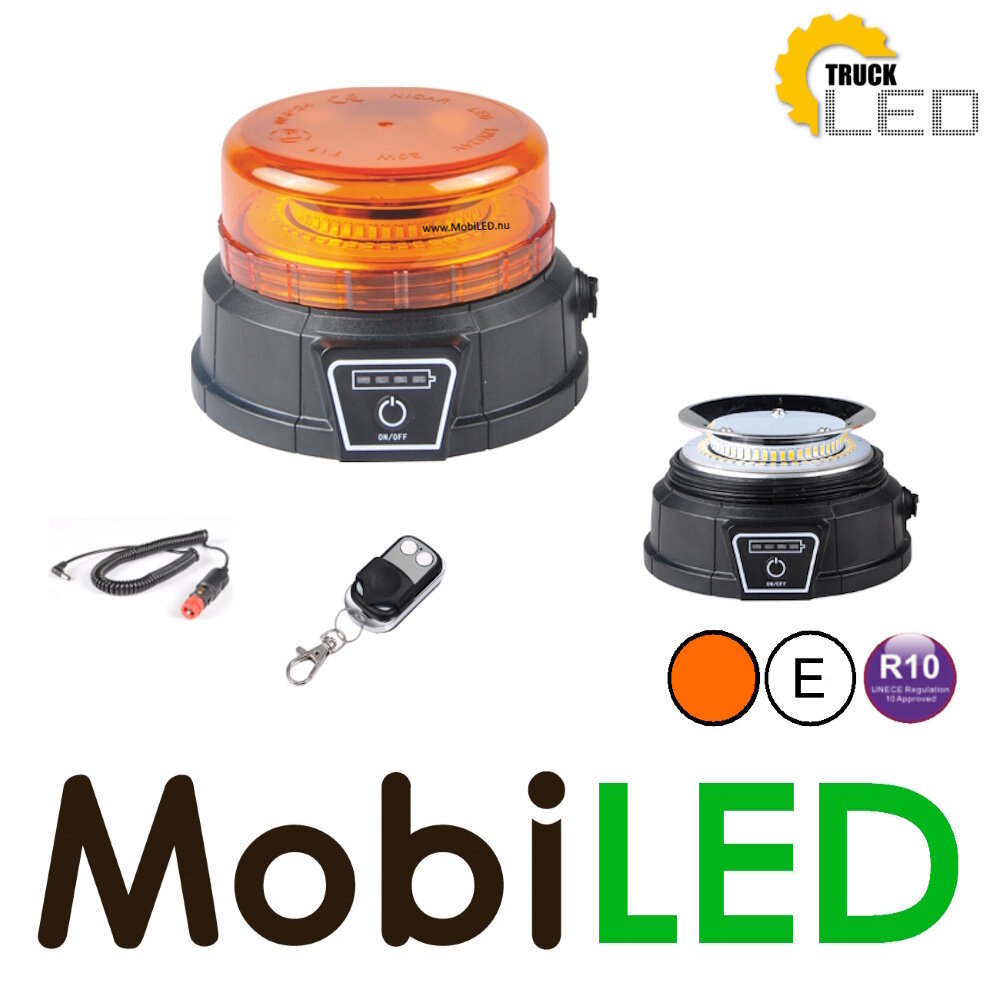 TruckLED Beacon / Flashlight echargeable  with remote control magnet E-mark