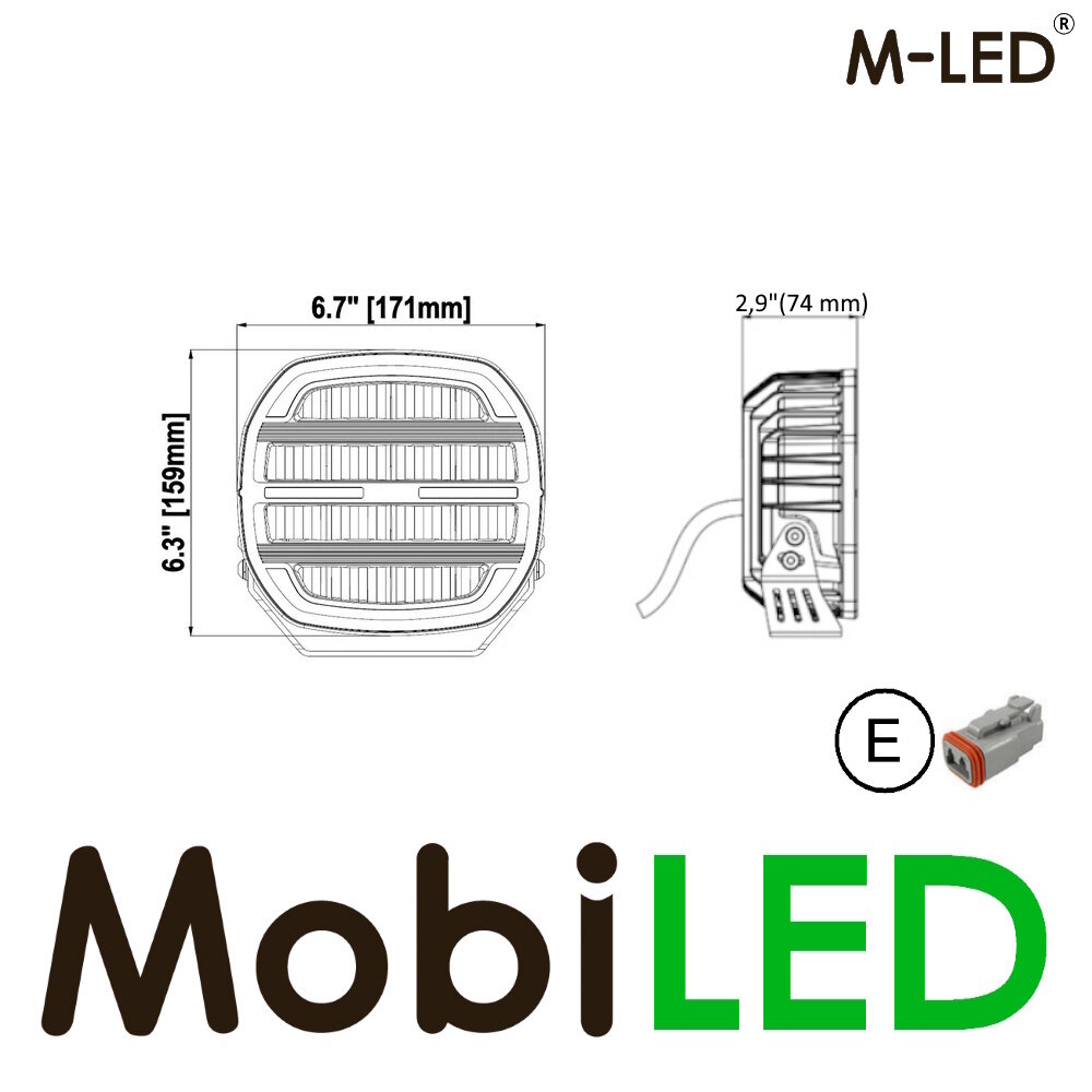 M-LED M-LED Phoenix combo met amber en wit positielicht 7 inch E-keur M-LED M-LED Phoenix combo met amber en wit positielicht 7 inch E-keur