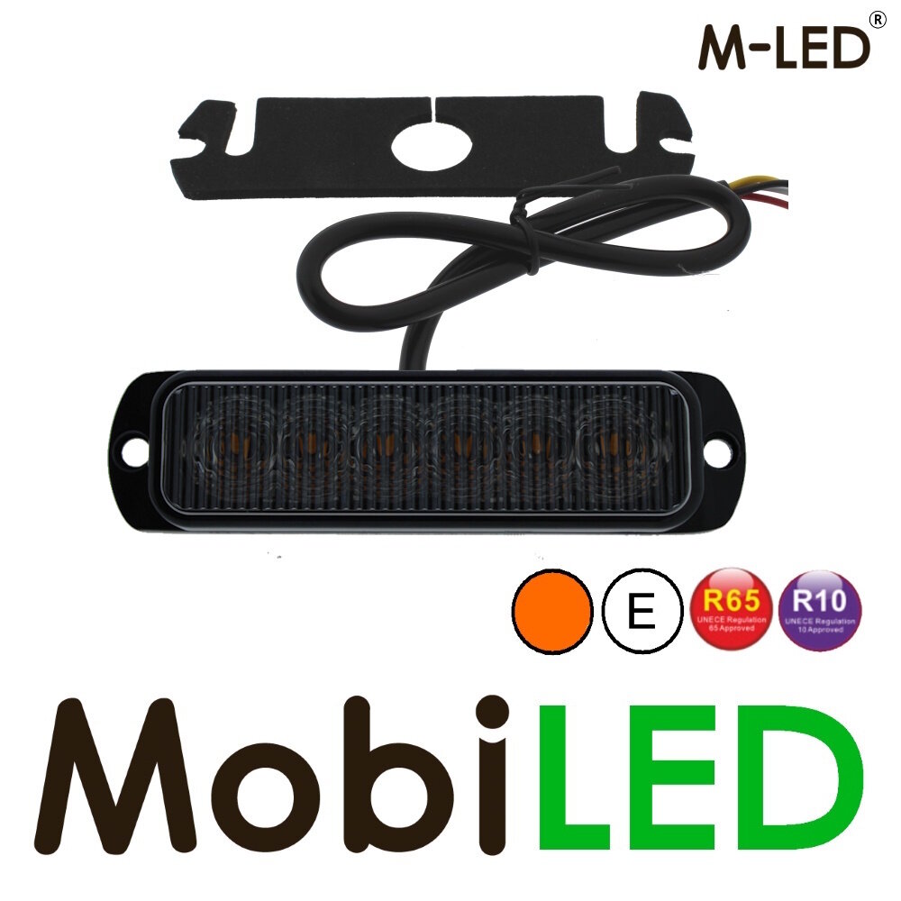 M-LED M-LED Flasheur ambre 6 LED Dark look E-mark