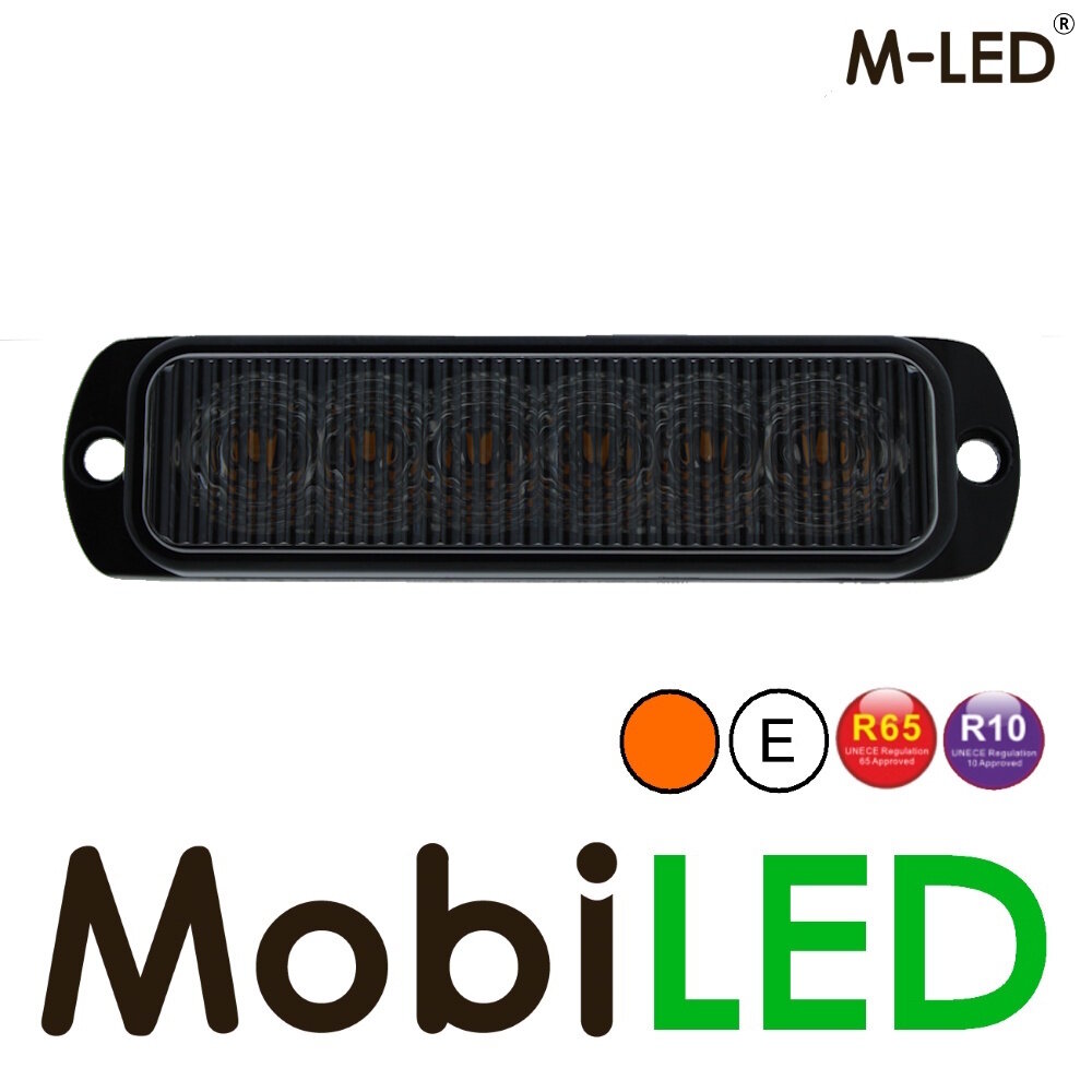 M-LED M-LED Flasher amber 6 LEDs Dark look 5 meters cable E-mark