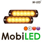 M-LED M-LED 2 Flitsers amber 6 led met aansluitdoos Dark look E-keur
