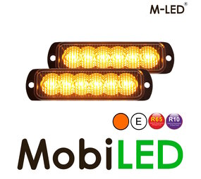M-LED M-LED 2 Flitsers amber 6 led met aansluitdoos Dark look
