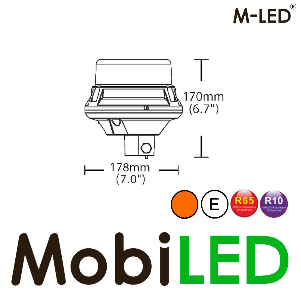 M-LED M-LED Balise rotative / lampe flash montage DIN lentille sombre E-marque