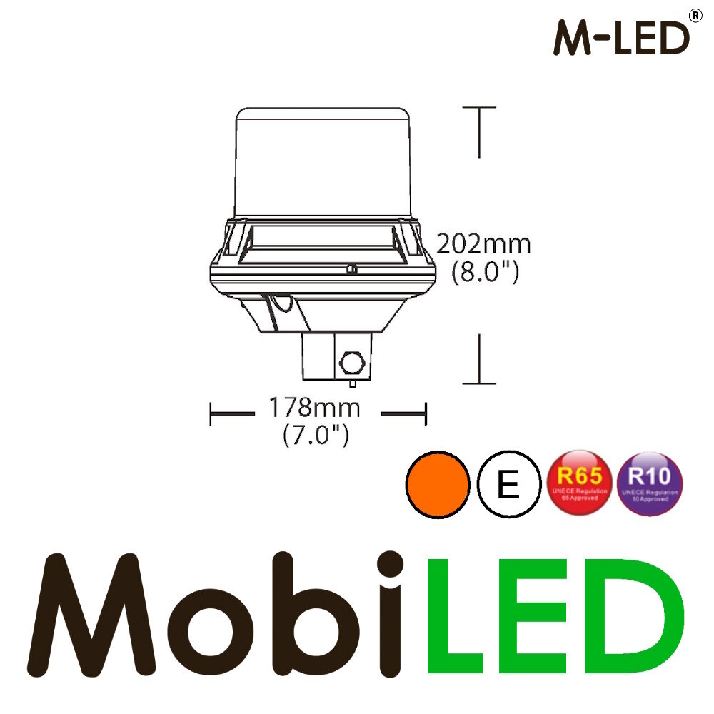 M-LED M-LED Zwaailamp / flitslamp  DIN montage dark lens E-keur M-LED M-LED Zwaailamp / flitslamp  DIN montage dark lens E-keur