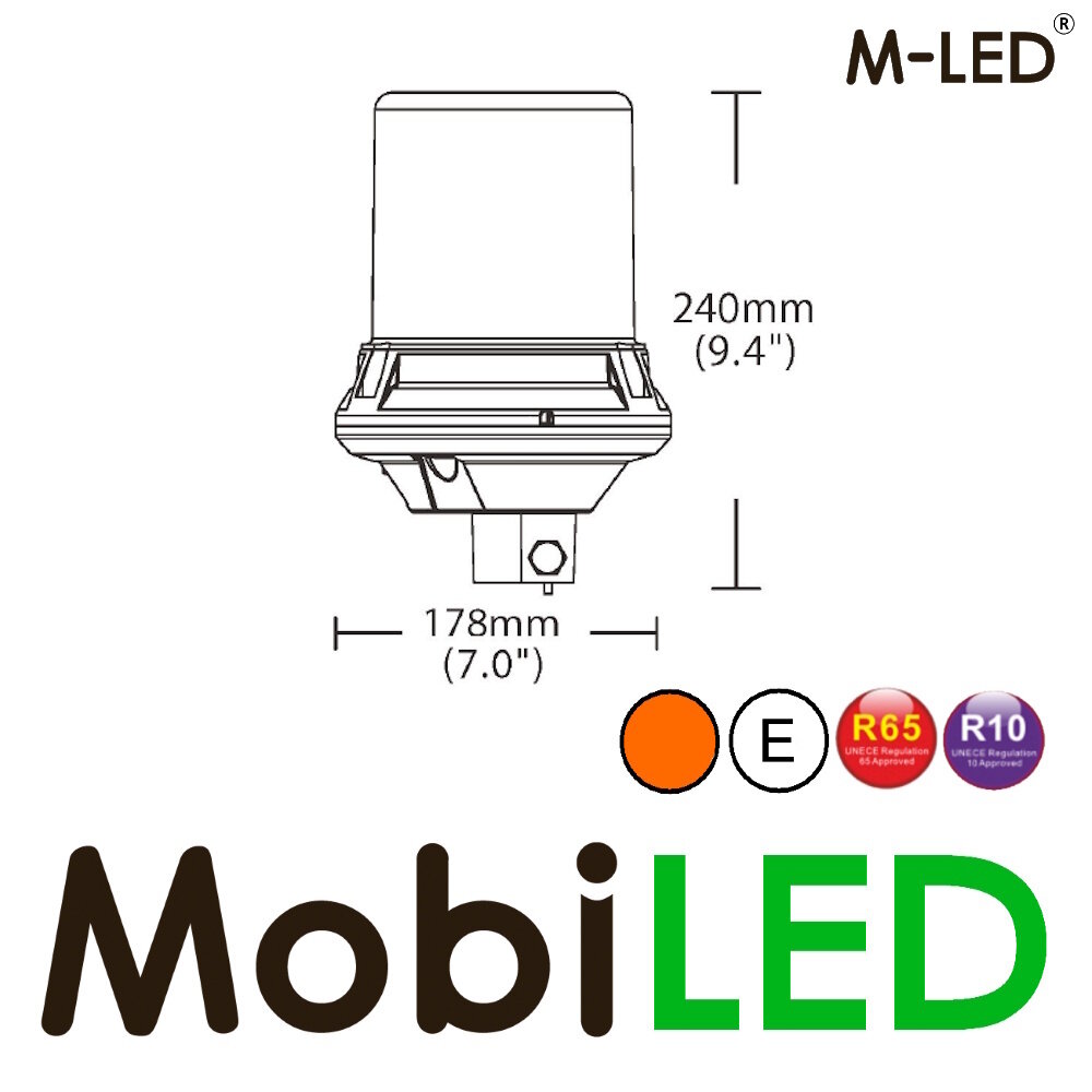 M-LED M-LED Balise rotative / lampe flash montage DIN lentille sombre E-marque M-LED M-LED Balise rotative / lampe flash montage DIN lentille sombre E-marque