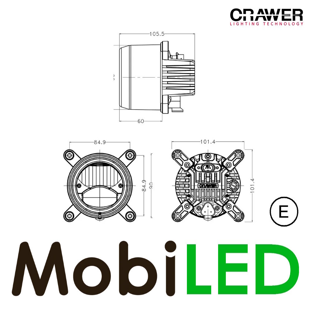 Crawer Crawer headlamp low beam 12-24V round AMP plug Crawer Crawer headlamp low beam 12-24V round AMP plug