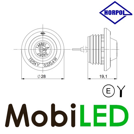 HORPOL Marker light red Graphite flat mounting E-mark