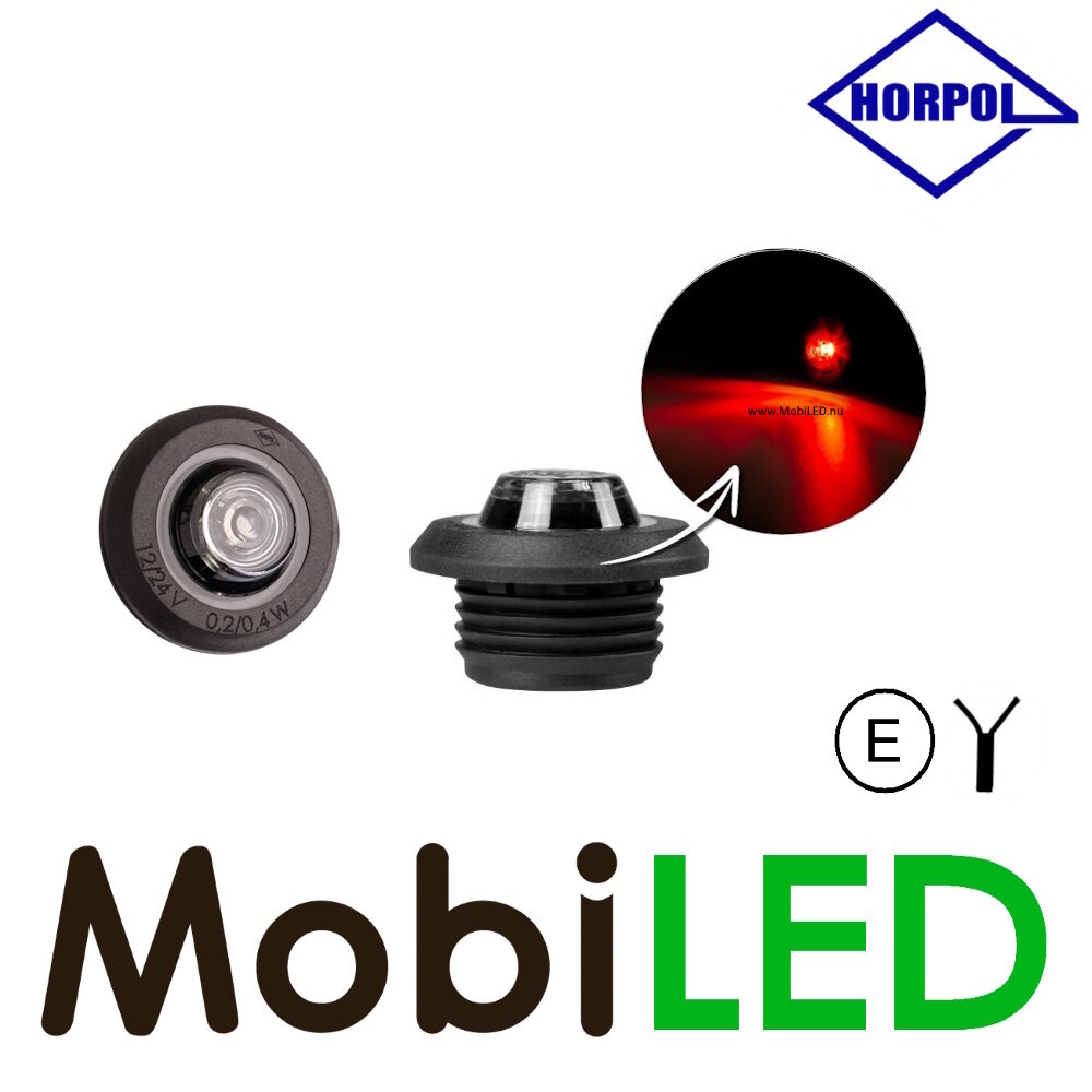HORPOL Marker light red Graphite flat mounting E-mark