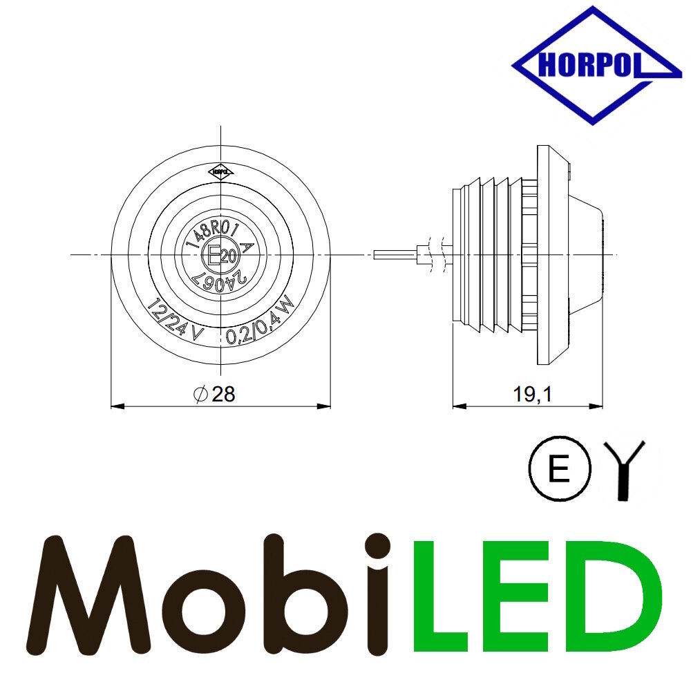 HORPOL Marker light amber Graphite flat mounting E-mark HORPOL Marker light amber Graphite flat mounting E-mark
