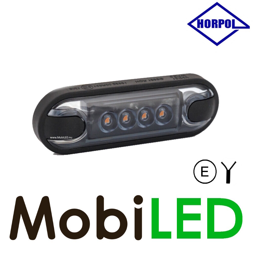 HORPOL Markering slim line 4 leds rood graphite 12-24 volt E-keur HORPOL Markering slim line 4 leds rood graphite 12-24 volt E-keur