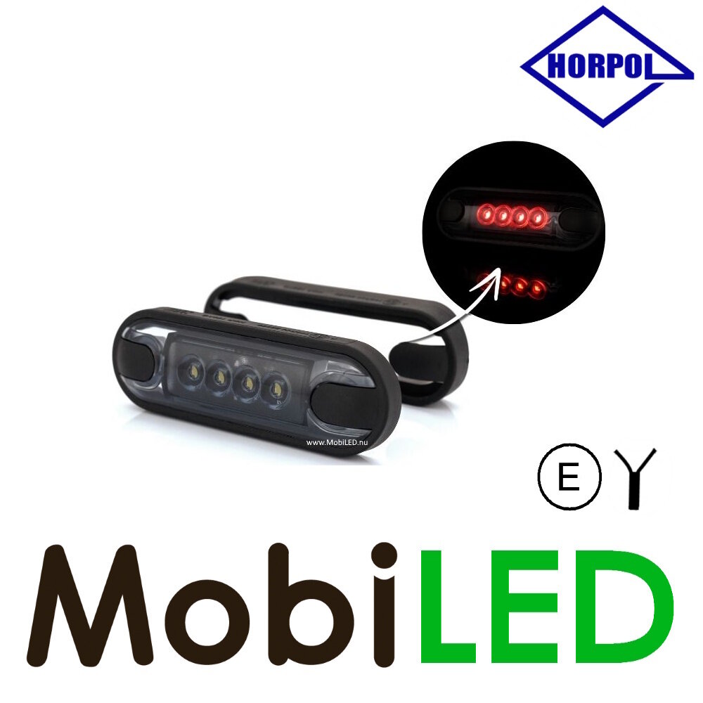 HORPOL Marking slim line 4 LEDs red graphite 12-24 volts E-mark