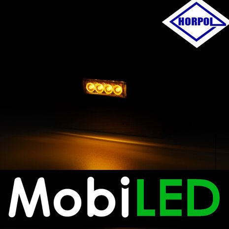HORPOL Markering Slim line 4 leds Graphite amber 12-24 volt E-keur HORPOL Markering Slim line 4 leds Graphite amber 12-24 volt E-keur